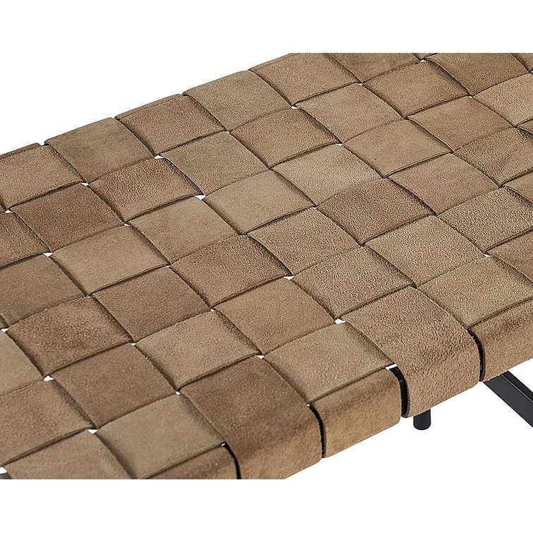 Omari Tan Leather and Black Iron Bench