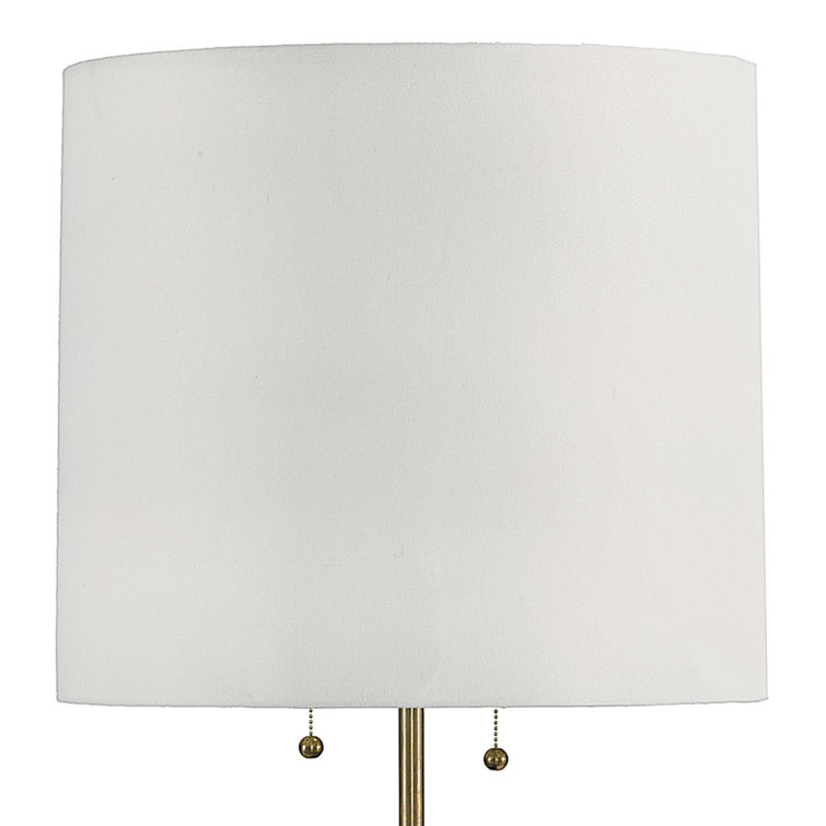 Ebony and Brass Accordion 2-Light Floor Lamp with Linen Shade
