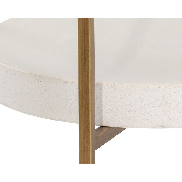 Transitional Round Glass-Top Outdoor Coffee Table with White Shelf