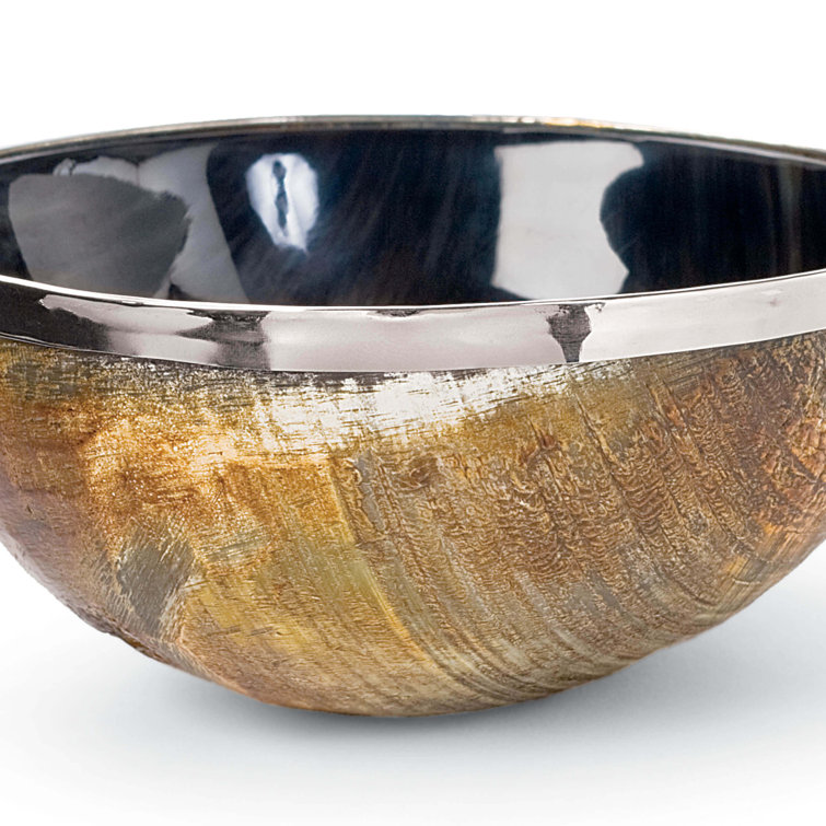 Polished Horn and Brass Decorative Bowl