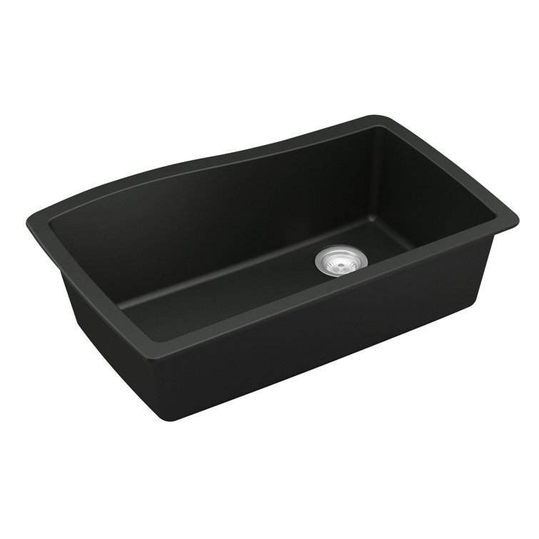 Black Quartz Composite Undermount Single Bowl Kitchen Sink