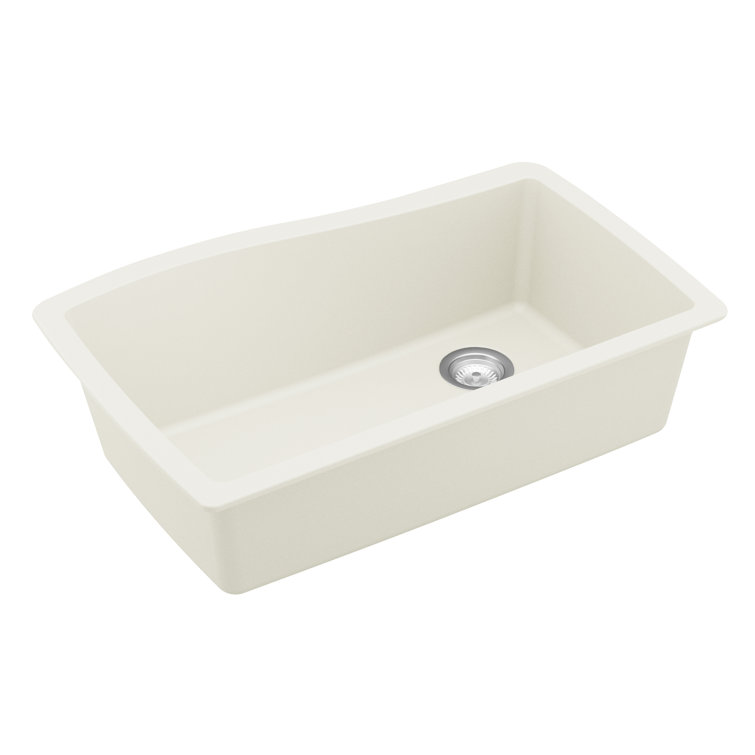White Quartz Composite Single Bowl Undermount Kitchen Sink