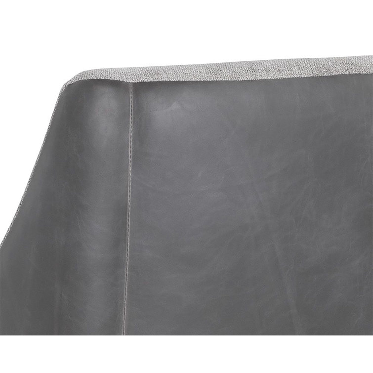 Aurora Transitional Barstool in Overcast Grey Leather and Polo Club Stone