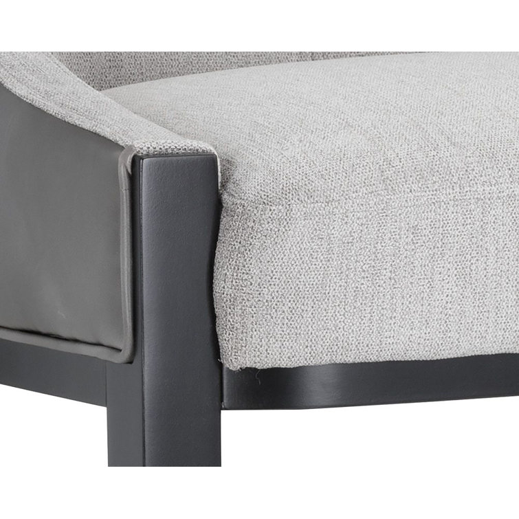Aurora Transitional Barstool in Overcast Grey Leather and Polo Club Stone