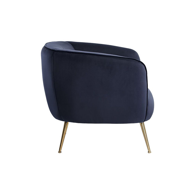 Abbington Navy Mid Century Modern Armchair with Gold Legs