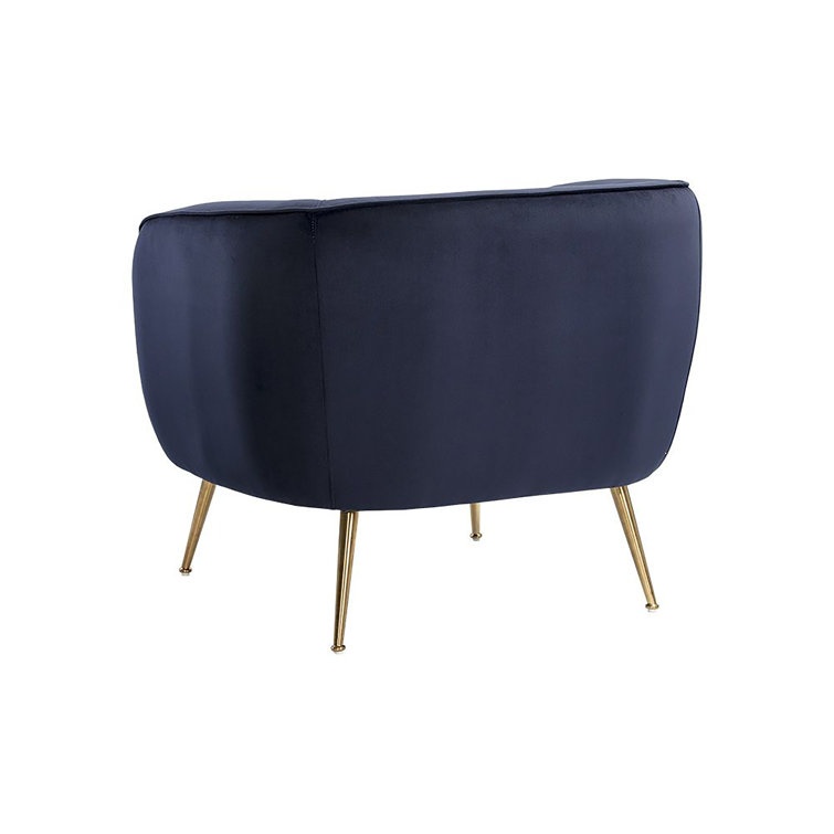 Abbington Navy Mid Century Modern Armchair with Gold Legs