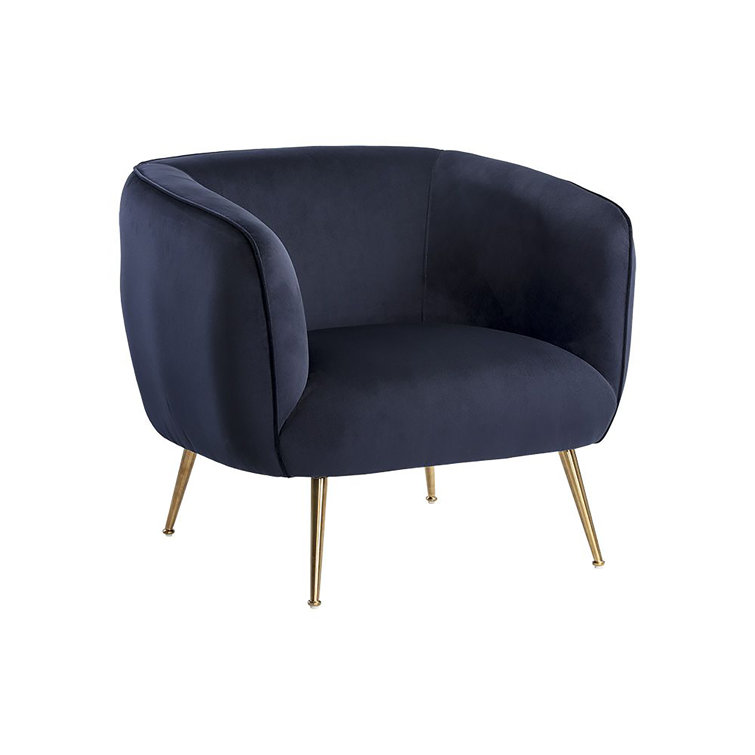 Abbington Navy Mid Century Modern Armchair with Gold Legs
