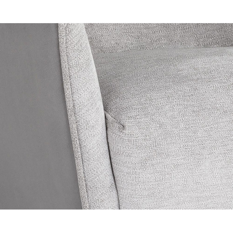 Mid-Century Modern Gray Handcrafted Chaise with Wood Legs