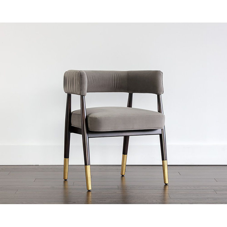 Antonio Charcoal Upholstered Armchair with Gold Accents