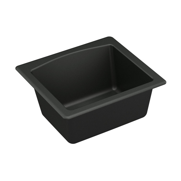 Black Quartz Composite 18'' Single Bowl Dual Mount Kitchen Sink