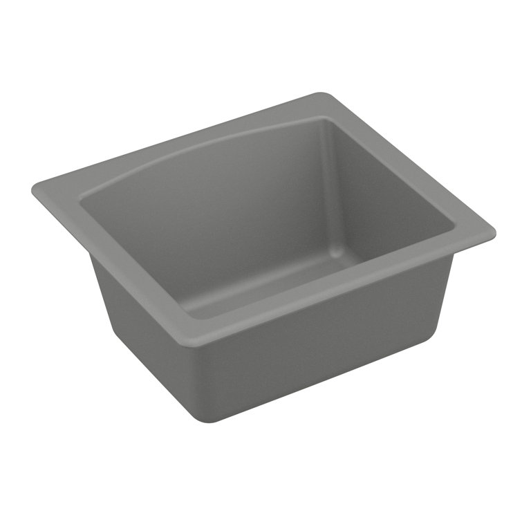 Gray Quartz Composite Single Bowl Drop-In Kitchen Sink