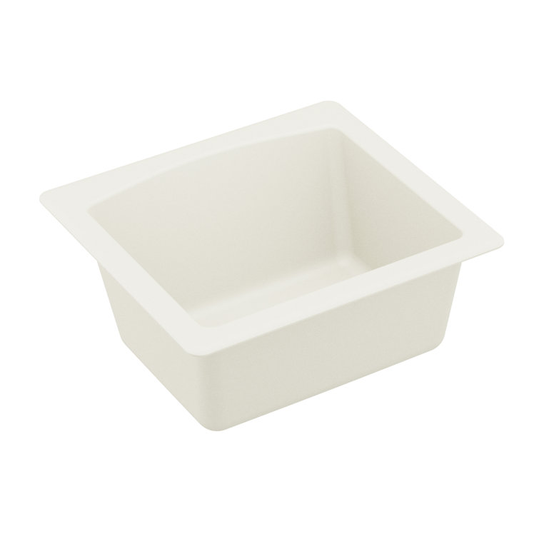 White Quartz Composite Single Bowl Drop-in Kitchen Sink