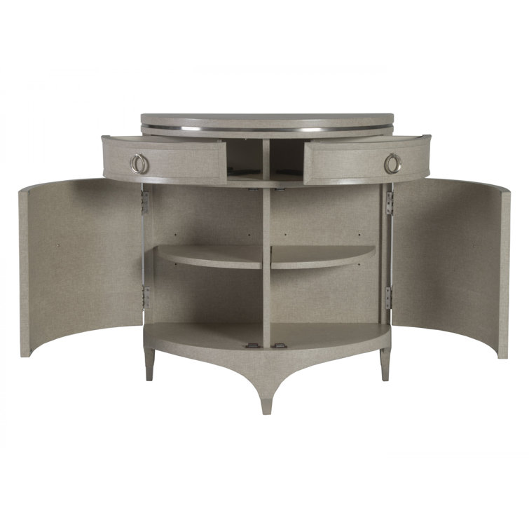Gray Linen Demilune Chest with Soft Close Drawers