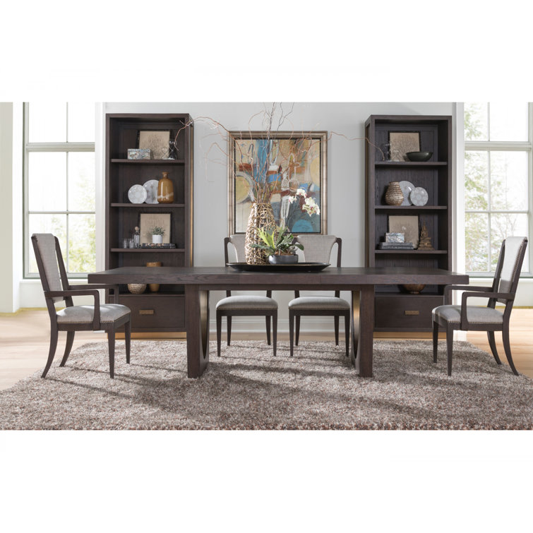 Brown Reclaimed Wood Extendable Dining Table with Brass Base