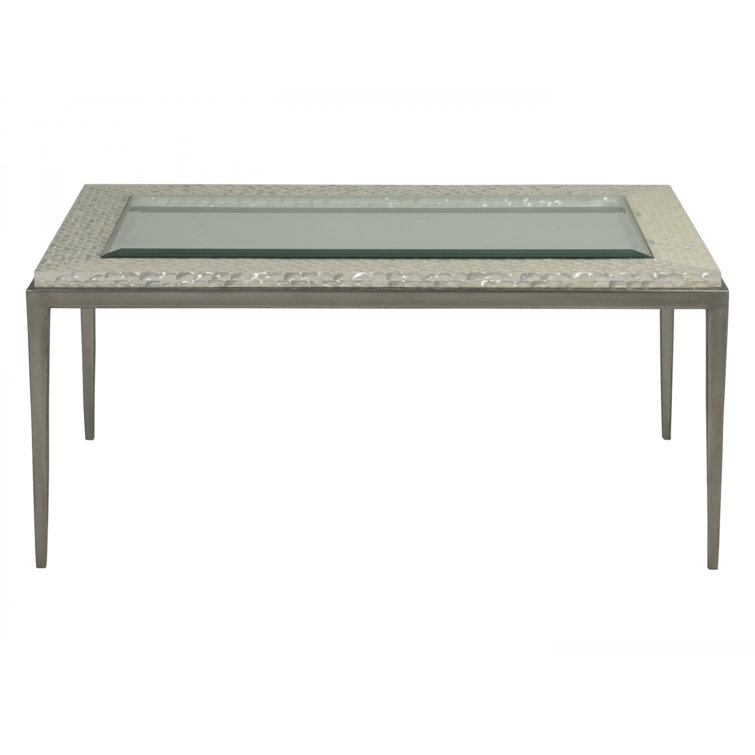 Silver Glass Rectangular Transitional Cocktail Table