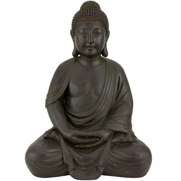 Large Dark Brown Resin Meditating Buddha Statue