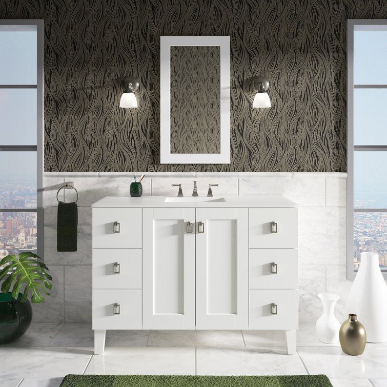 Linen White 48" Freestanding Vanity with Furniture Legs