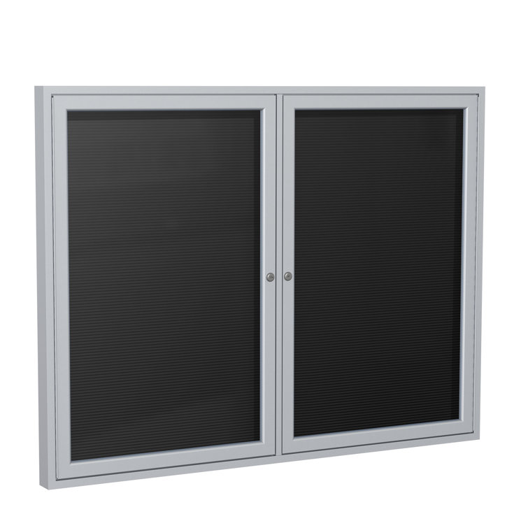 Black Felt and Satin Aluminum Framed Enclosed Letter Board