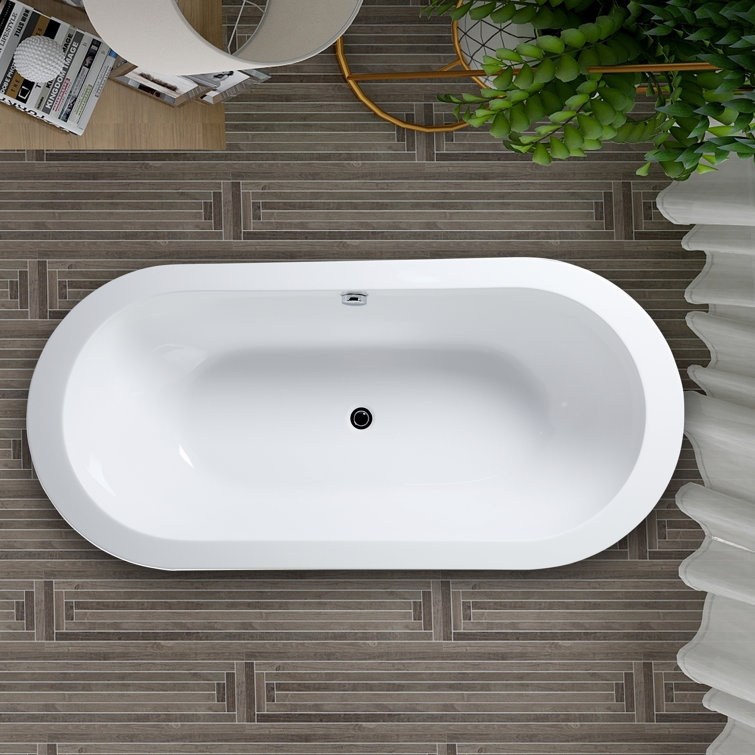 71" White Acrylic Freestanding Soaking Bathtub