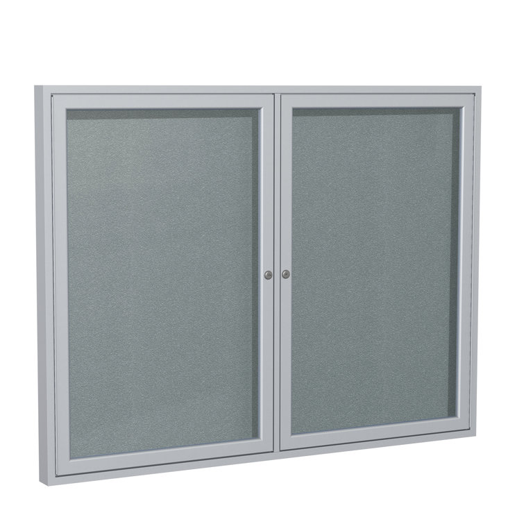Silver 36" x 48" Lockable Vinyl Bulletin Board with Satin Aluminum Frame