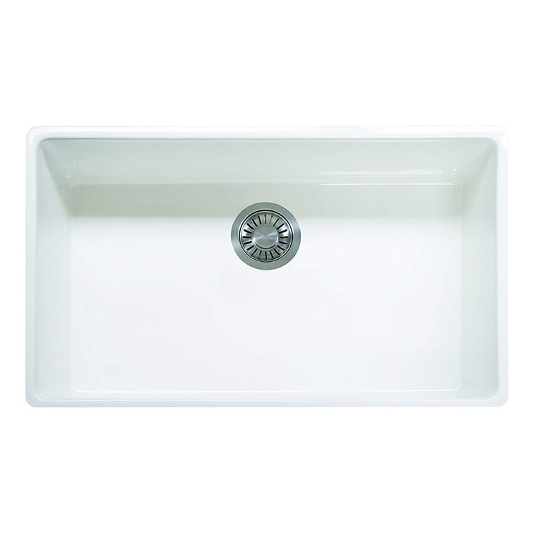 White Fireclay 33" Single Bowl Farmhouse Apron Sink