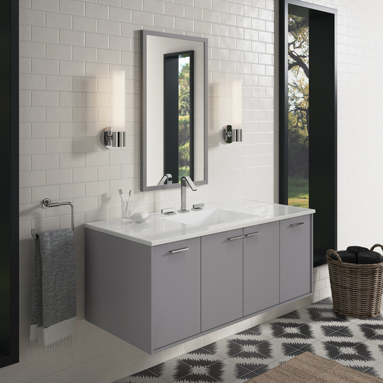 Mohair Grey 48" Wall-Mounted Single Vanity with White Top