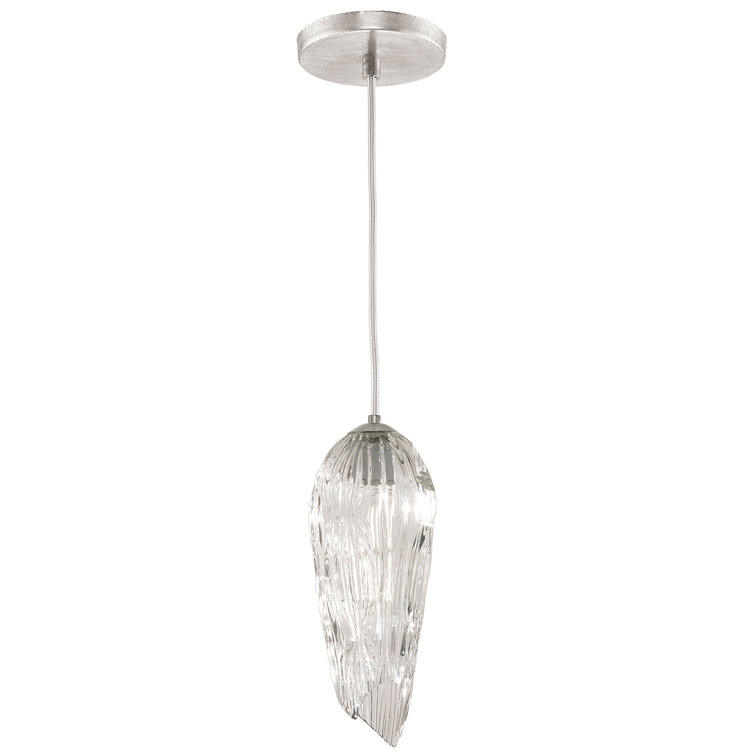 Las Olas 5.5" Silver Leaf Hand-Sculpted Glass Mini Pendant Light