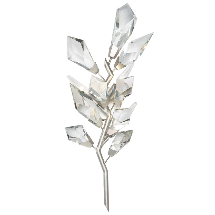 Foret Silver Leaf 3-Light Dimmable Wall Sconce with Crystal Accents