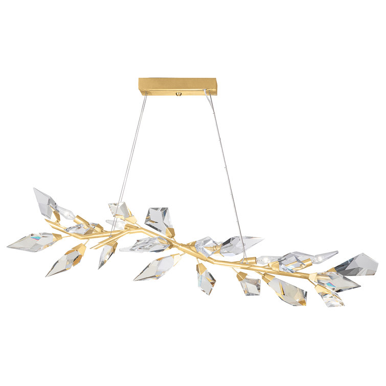 Gold Leaf Crystal 6-Light Linear Pendant