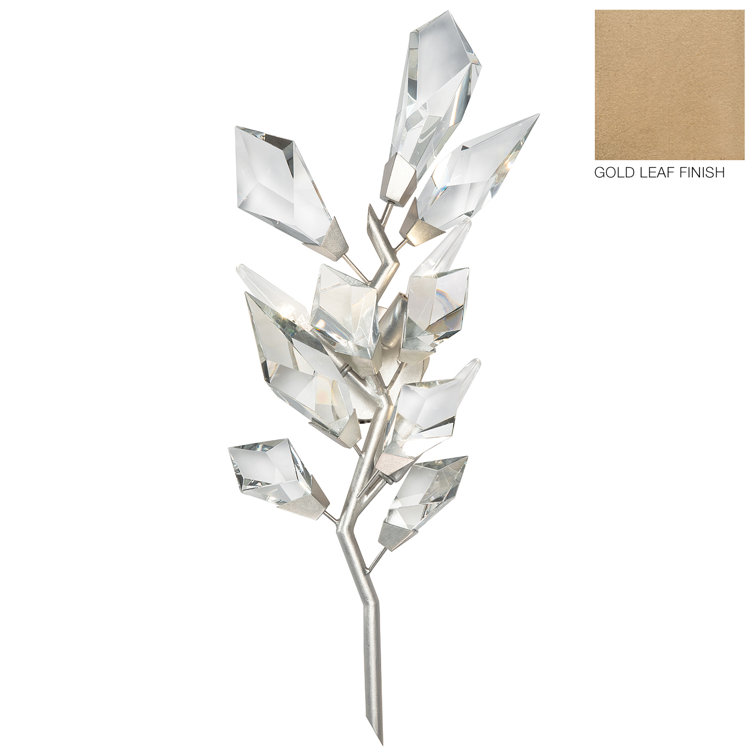 Foret Gold Leaf 3-Light Wallchiere with Faceted Crystal Leaves