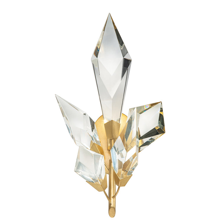 Majestic Forest Gold Leaf Dimmable Wall Sconce with Crystal Leaves