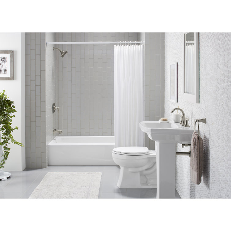 White Cast Iron Alcove Bathtub with Left Drain, 60" x 30-1/4"