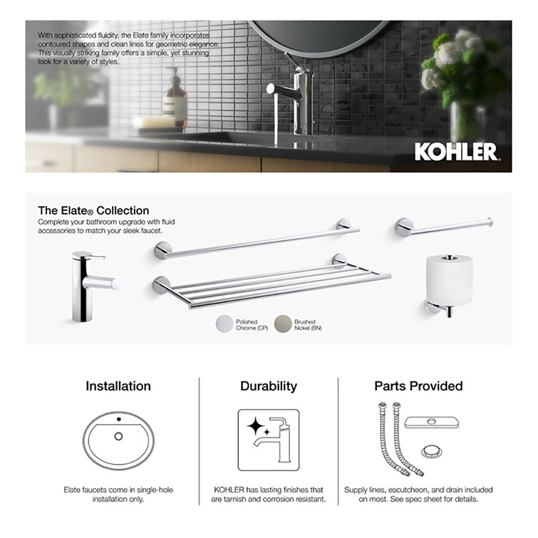Elate Polished Chrome Single-Handle Low-Arc Bathroom Faucet