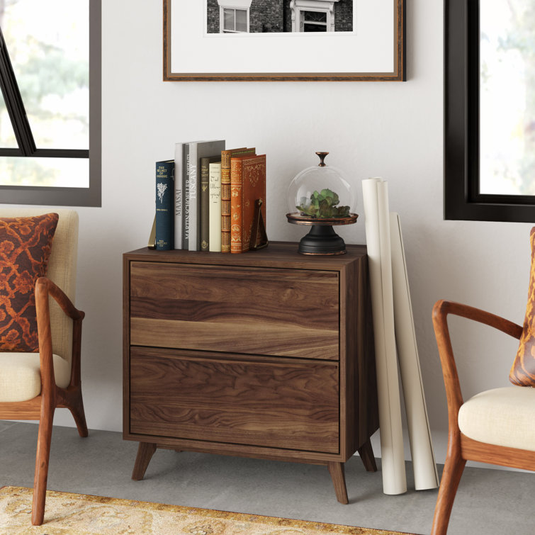 Walnut Vertical 2-Drawer Solid Wood File Cabinet
