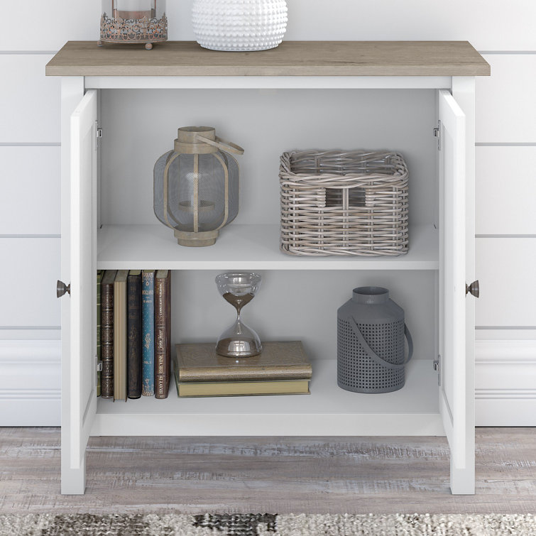 Shiplap Gray and Pure White Farmhouse Storage Cabinet