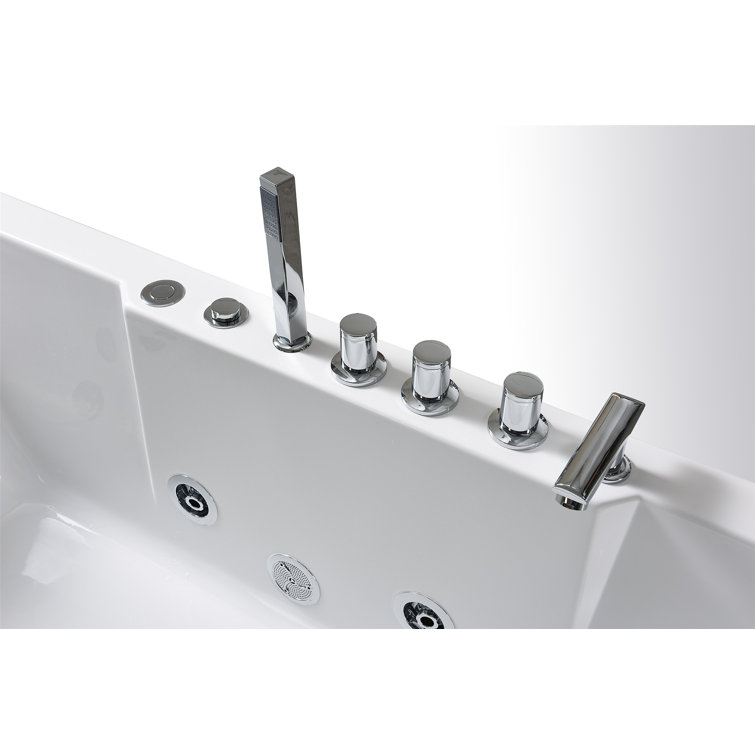 67'' White Acrylic Whirlpool Bathtub with Jets and Panoramic Glass