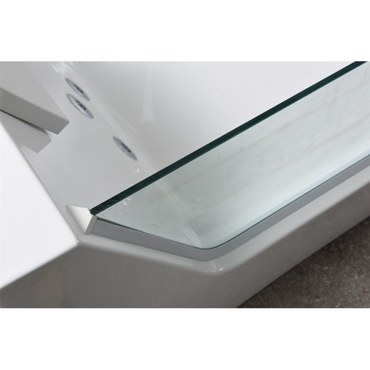 67'' White Acrylic Whirlpool Bathtub with Jets and Panoramic Glass