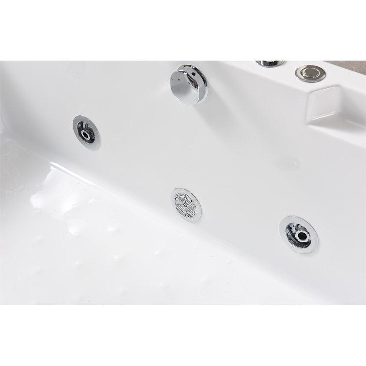 67'' White Acrylic Whirlpool Bathtub with Jets and Panoramic Glass
