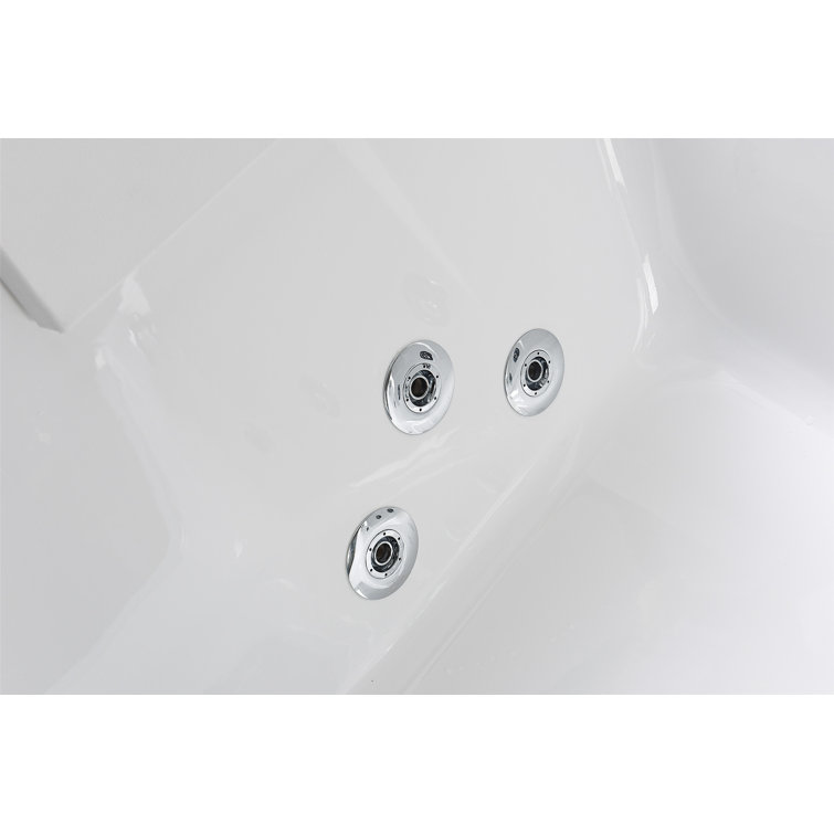 67'' White Acrylic Whirlpool Bathtub with Jets and Panoramic Glass