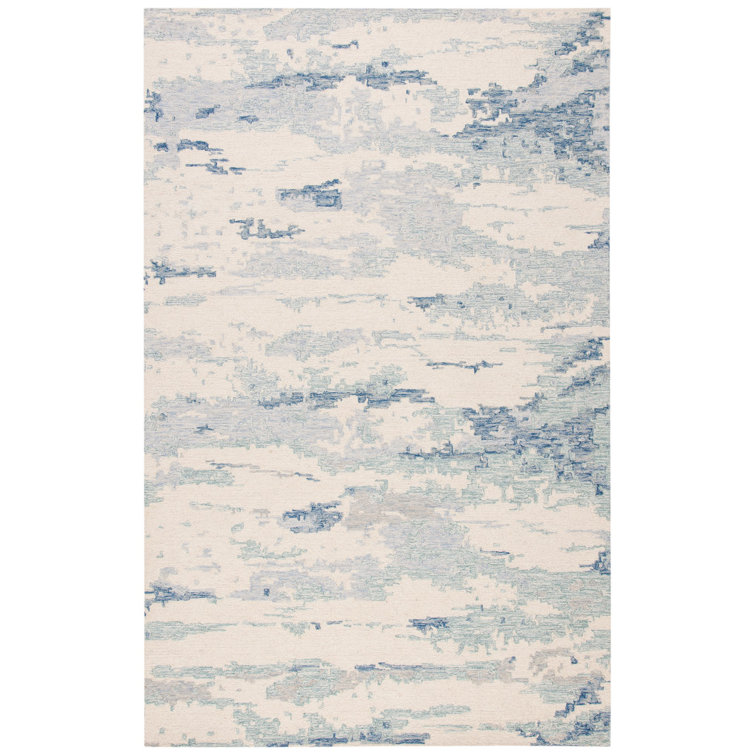 Ivory Elegance Abstract Wool Round Rug - 2' Diameter