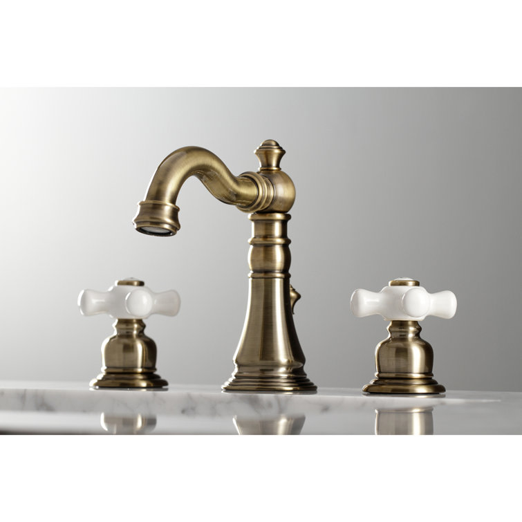 Victorian Elegance 8" Widespread Antique Brass Bathroom Faucet