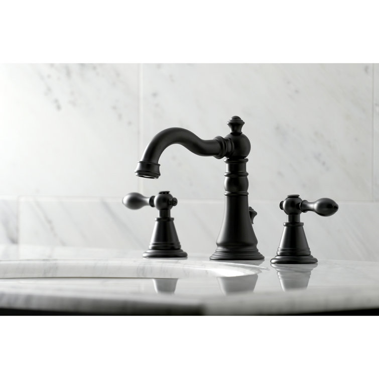 Elegant English Classic Matte Black Brass Widespread Bathroom Faucet