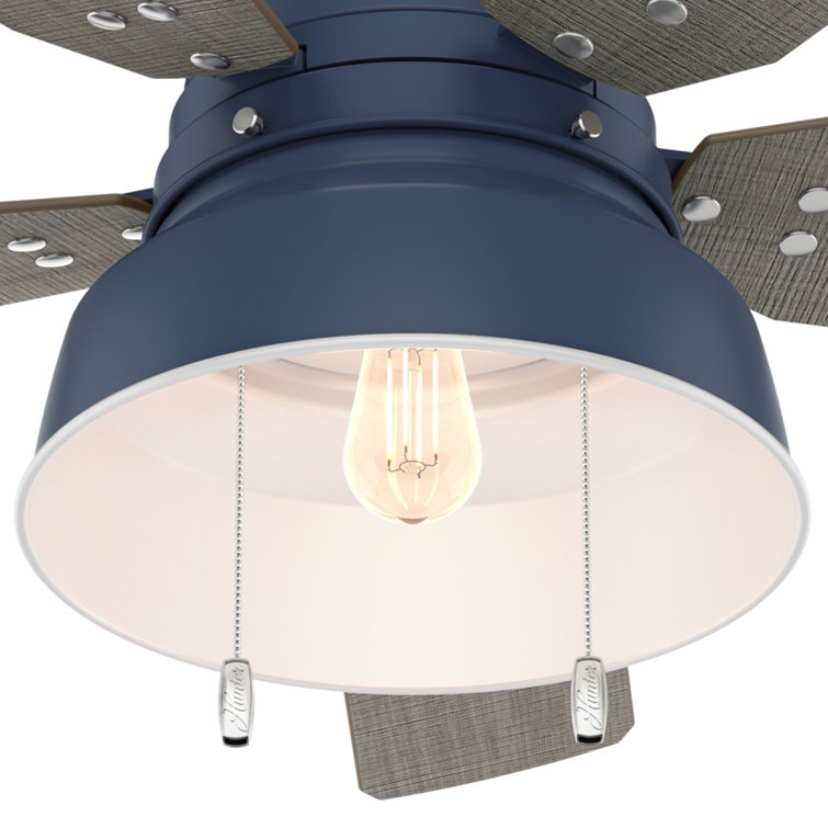 52" Indigo Blue Rustic Ceiling Fan with Light and Remote
