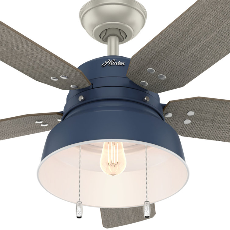 52" Indigo Blue Rustic Ceiling Fan with Light and Remote