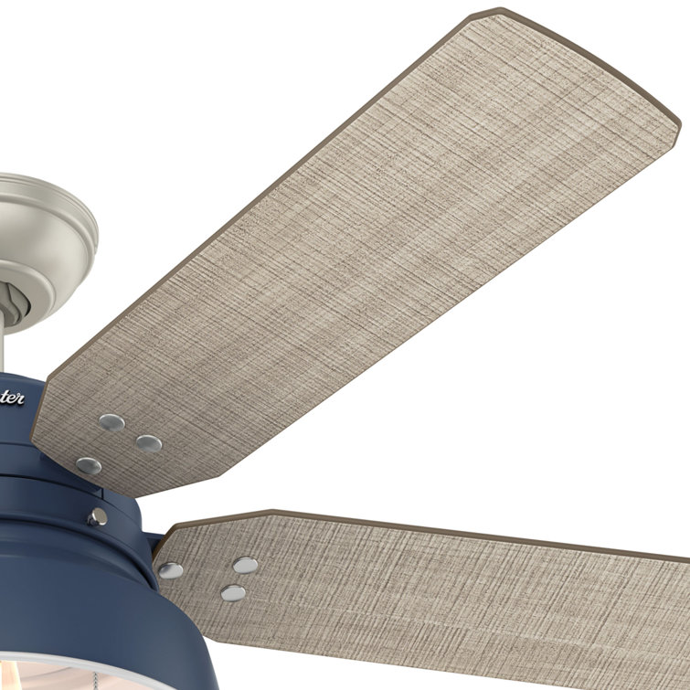 52" Indigo Blue Rustic Ceiling Fan with Light and Remote