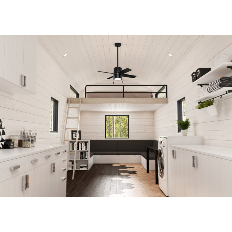 Hunter Beck 42" Matte Black Ceiling Fan with Greyed Walnut Blades and LED Light