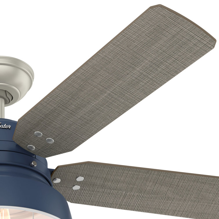 52" Indigo Blue Rustic Ceiling Fan with Light and Remote