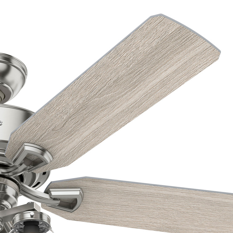 52" Devon Park Brushed Nickel Ceiling Fan with Rustic Wood Blades and LED Light