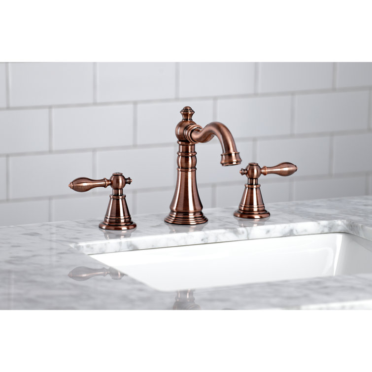 Antique Copper Brass Widespread Bathroom Faucet with Drain Assembly