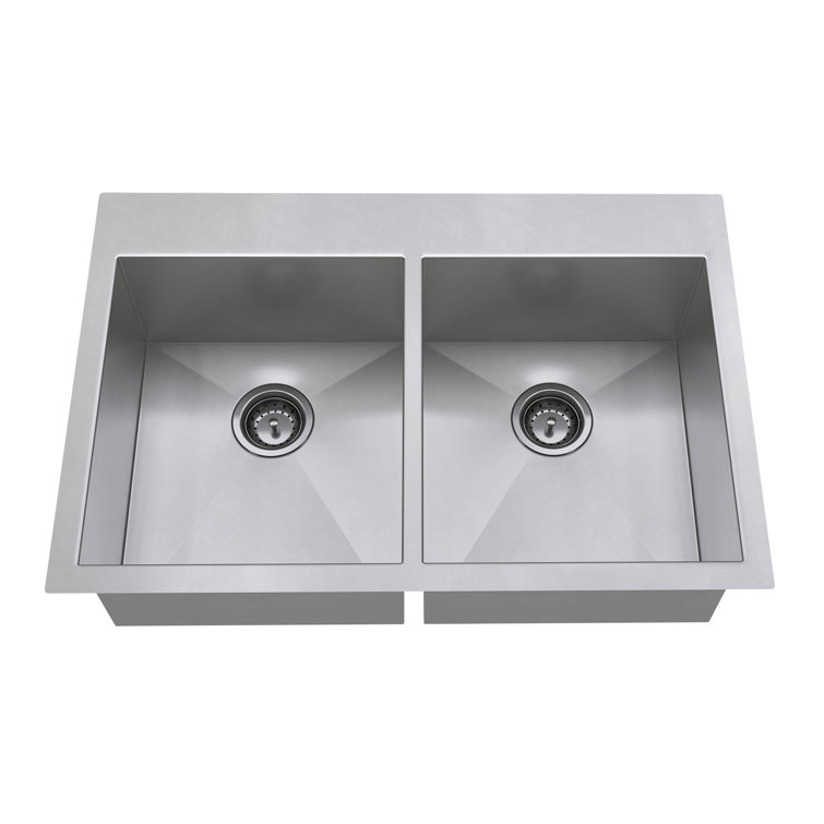Edgewater 33'' Stainless Steel Double Bowl Drop-In Kitchen Sink